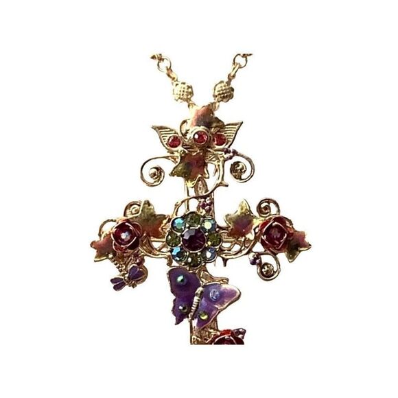 Kirks Folly Mother Earth Cross Pin/Pendant Necklace - Picture 2 of 8